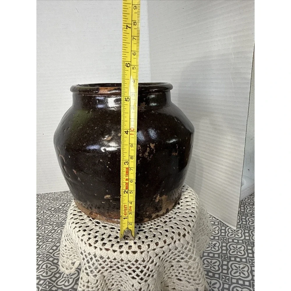 ANTQ.Chinese Stoneware Brown Glazed Pottery Storage Jar Similar To Soy Sauce Jug